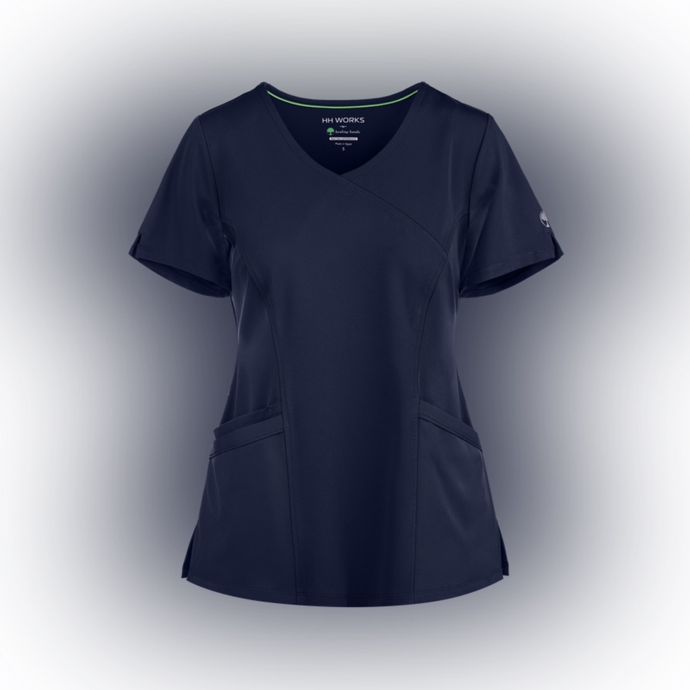 healing hands Navy V-Neck Medical Scrub Top